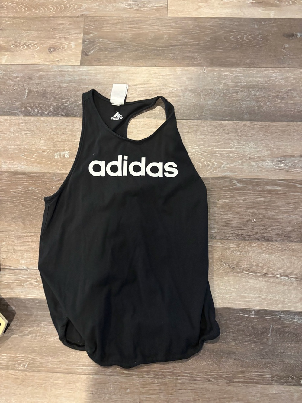 adidas Black Racerback Tank with White Logo